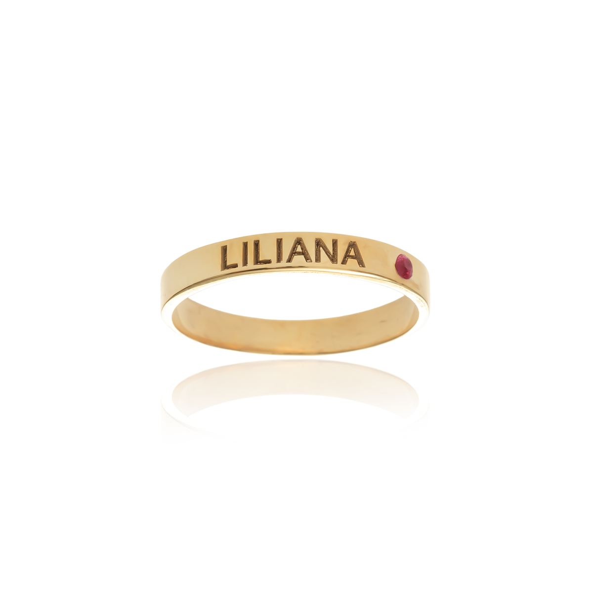 Engraved Name Ring with Birthstone