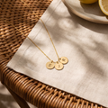 Personalized Dainty Engraved Multiple Initial Round Disc Charm Necklace
