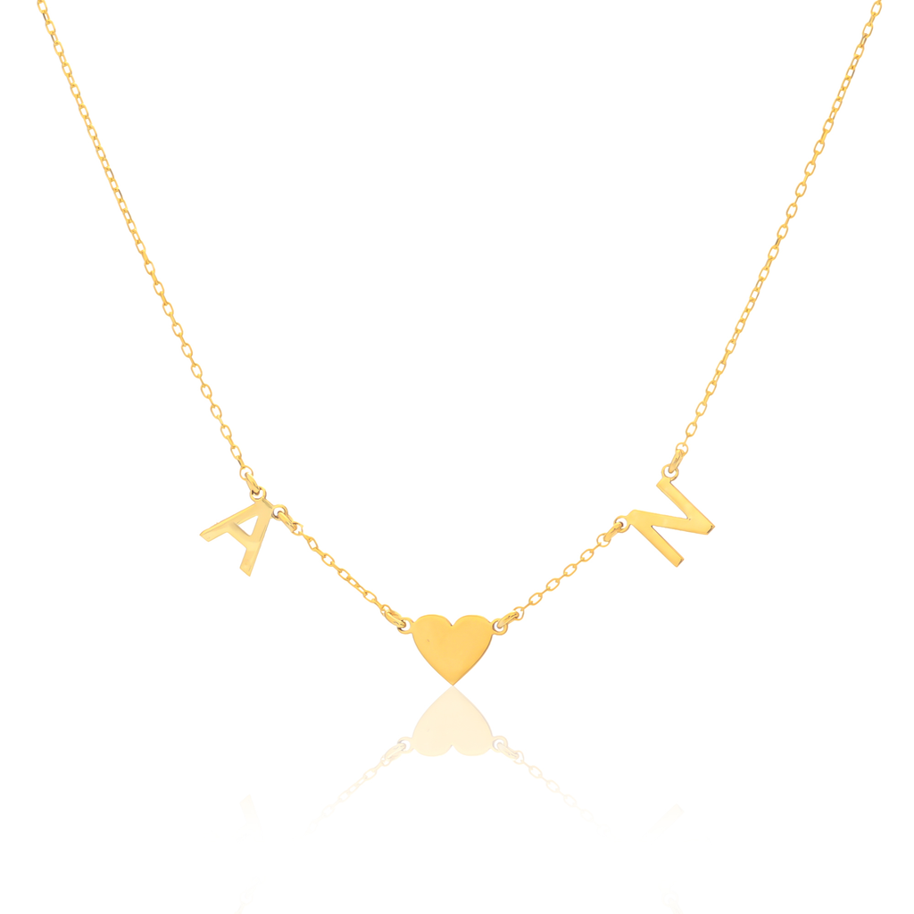 Initial and Heart Necklace
