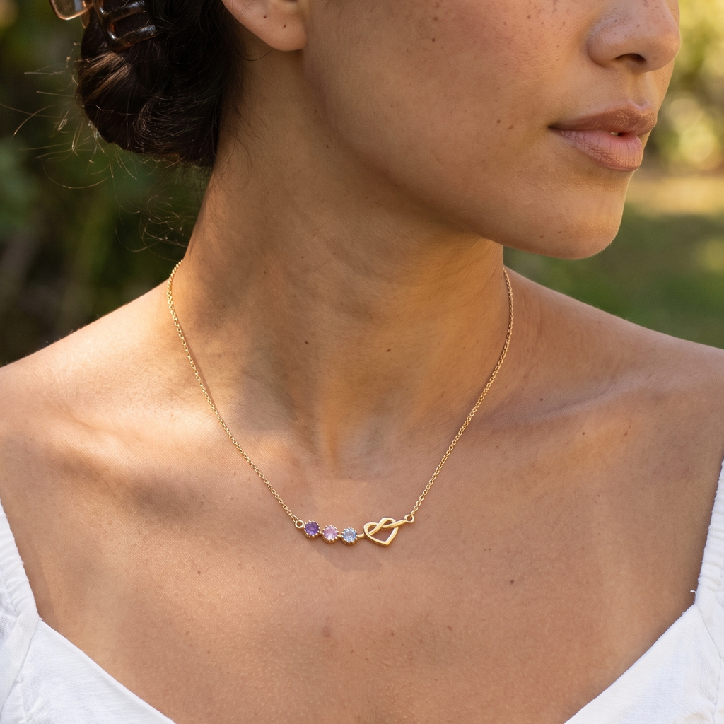 Intertwined Heart Birthstone Necklace