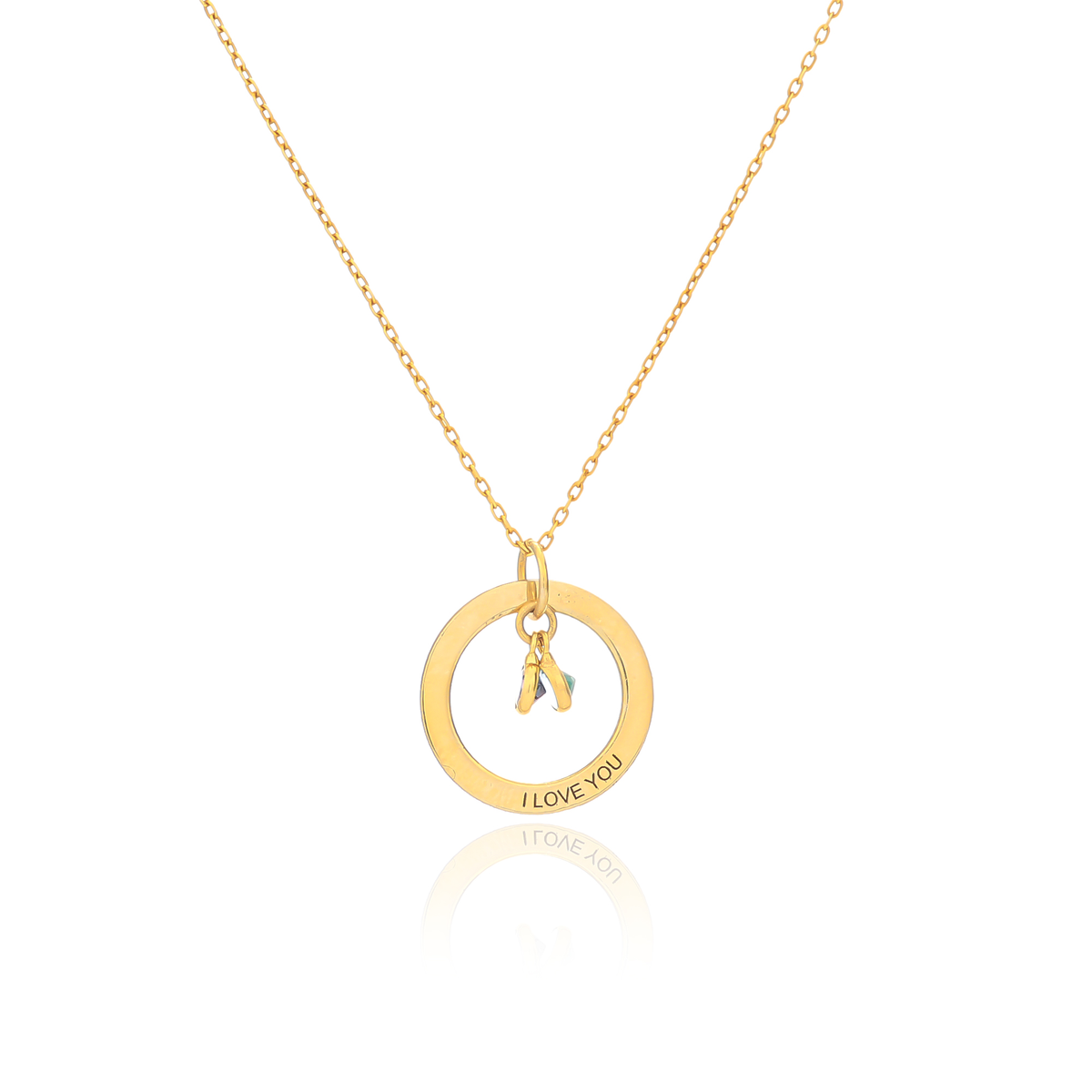 Engraved Circle Birthstone Necklace