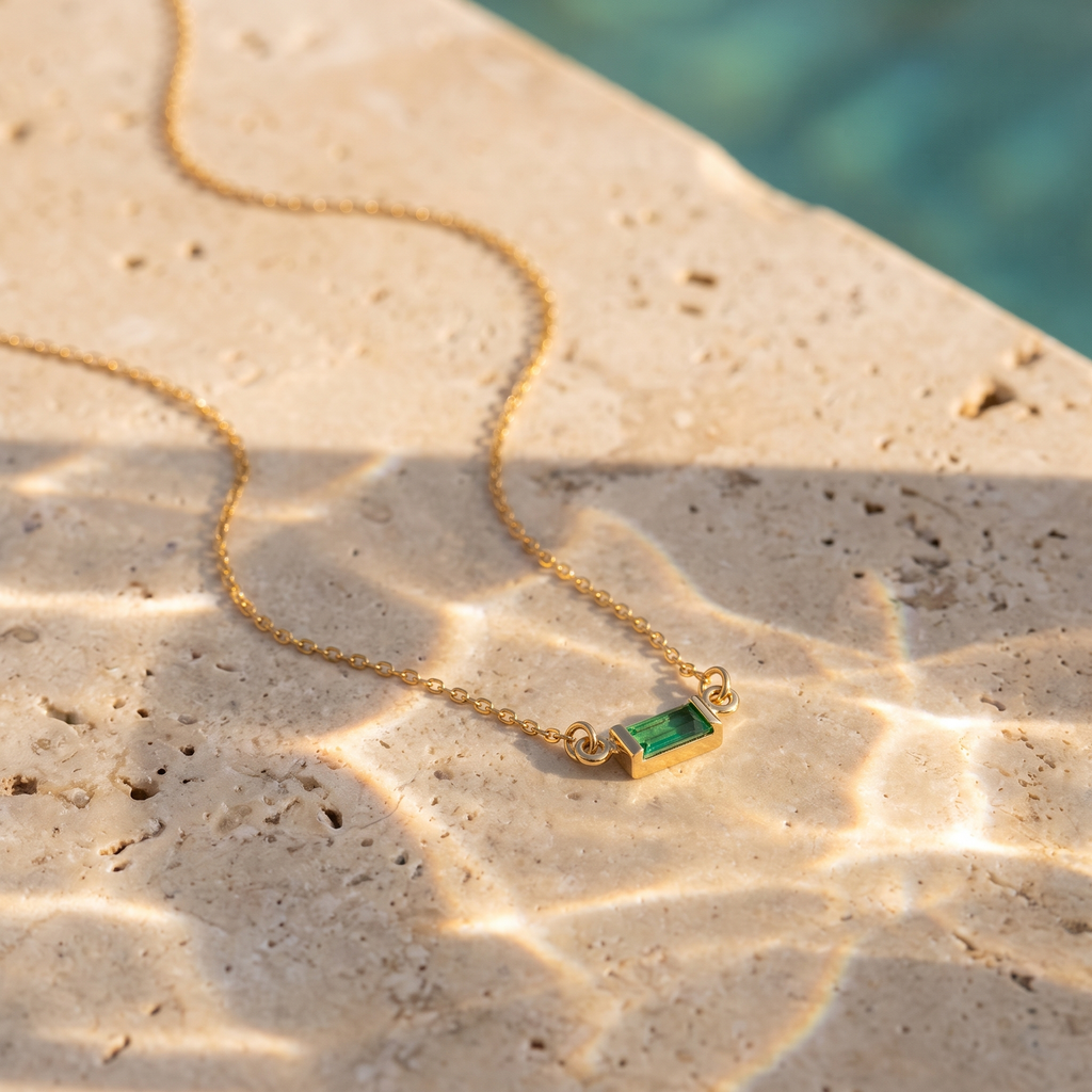 Green Baguette Necklace