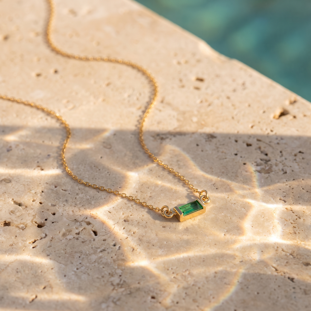 Green Baguette Necklace