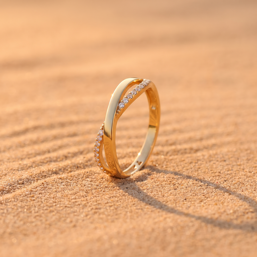 Dainty Micro Pave Cubic Zirconia Crisscross Ring