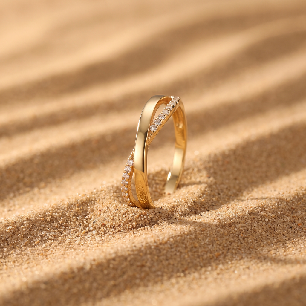 Dainty Micro Pave Cubic Zirconia Crisscross Ring
