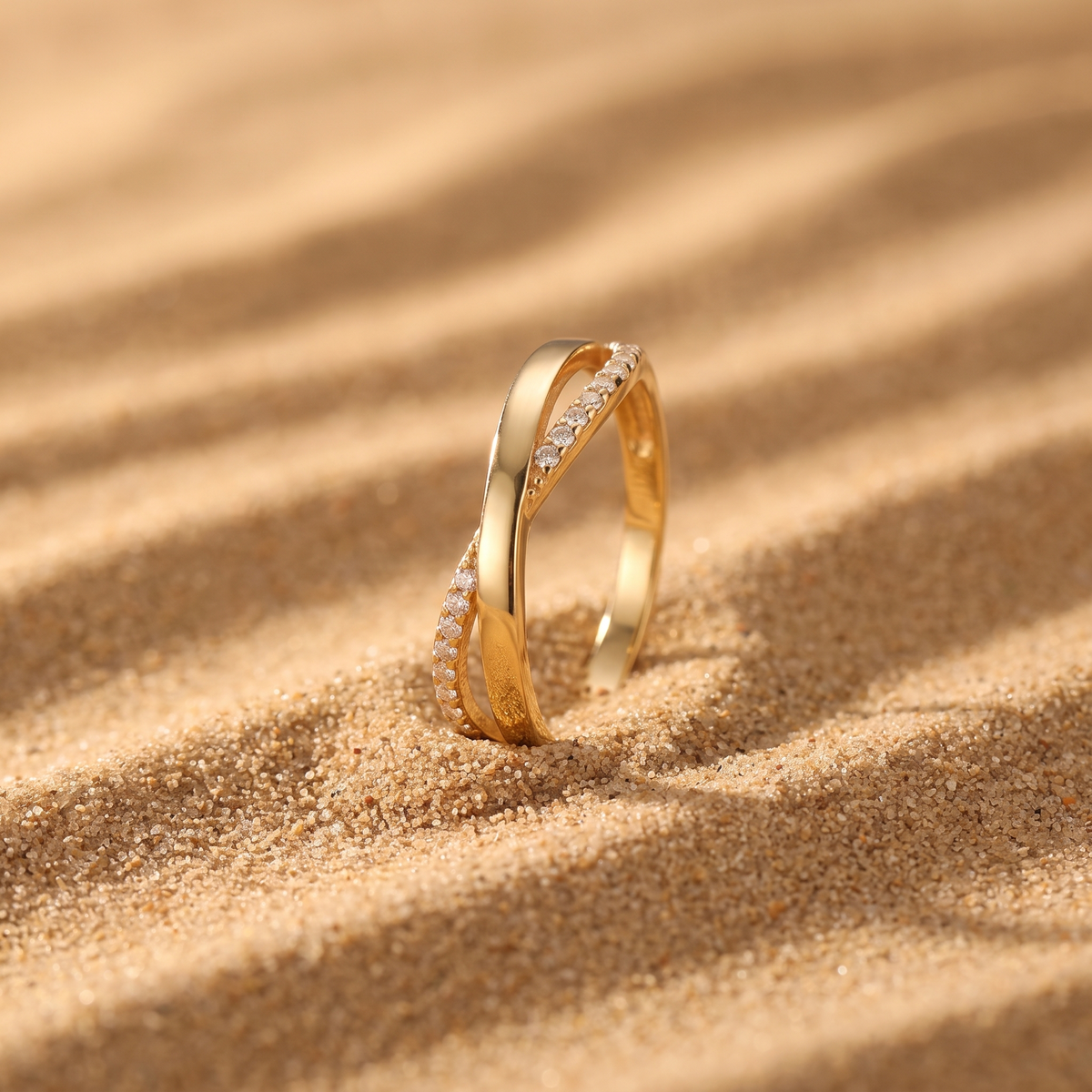 Dainty Micro Pave Cubic Zirconia Crisscross Ring