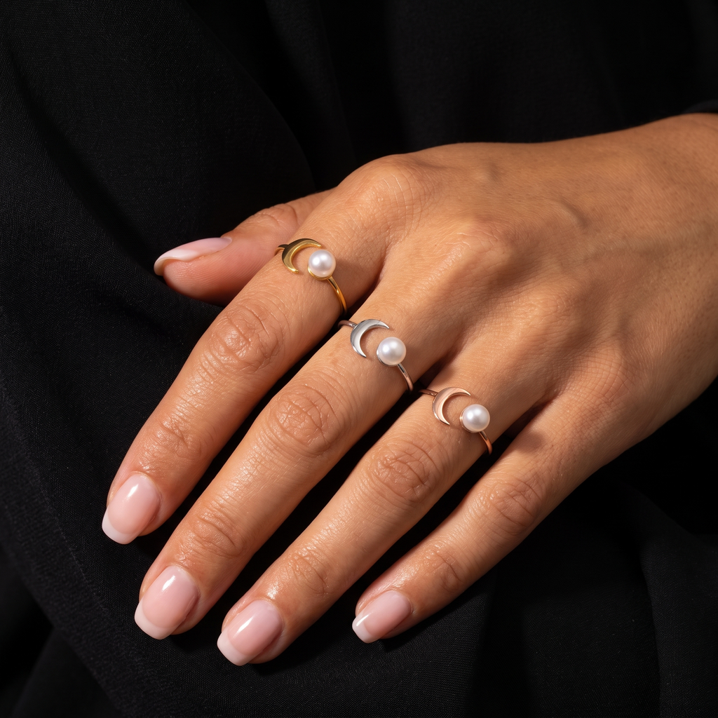 Pearl Crescent Moon Ring