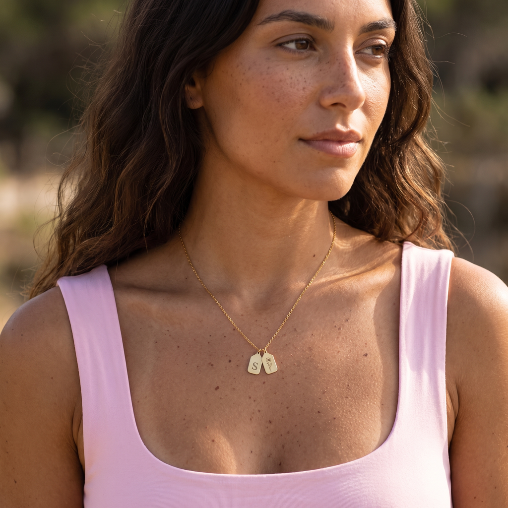 Initial Birth Flower Necklace