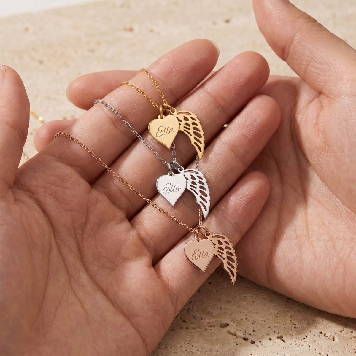 Angel Wing Heart Necklace