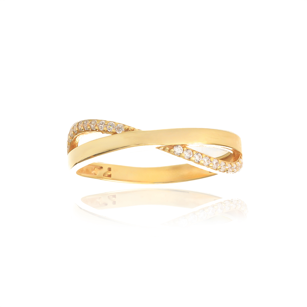 Dainty Micro Pave Cubic Zirconia Crisscross Ring