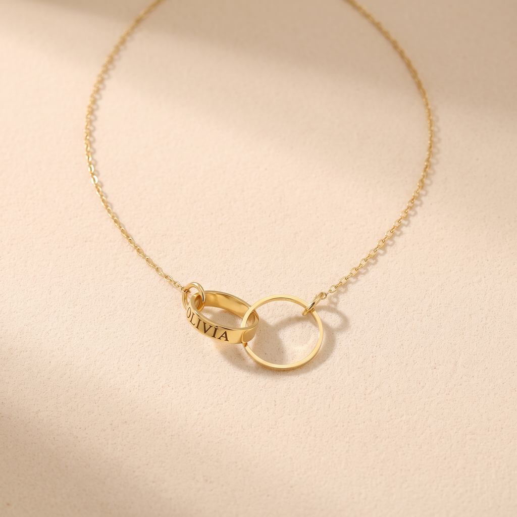 Double Circle Name Necklace
