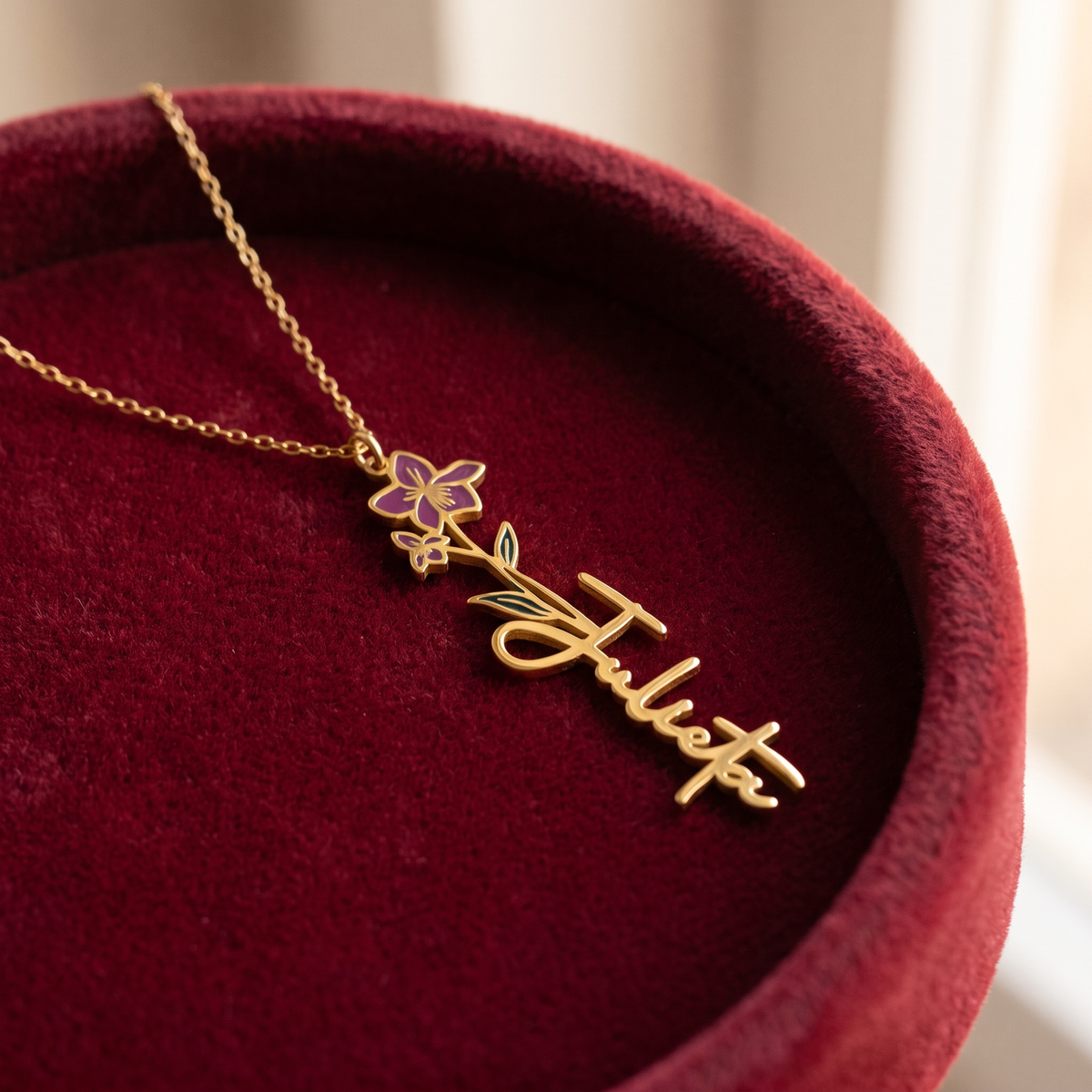 Birth Flower Name Necklace