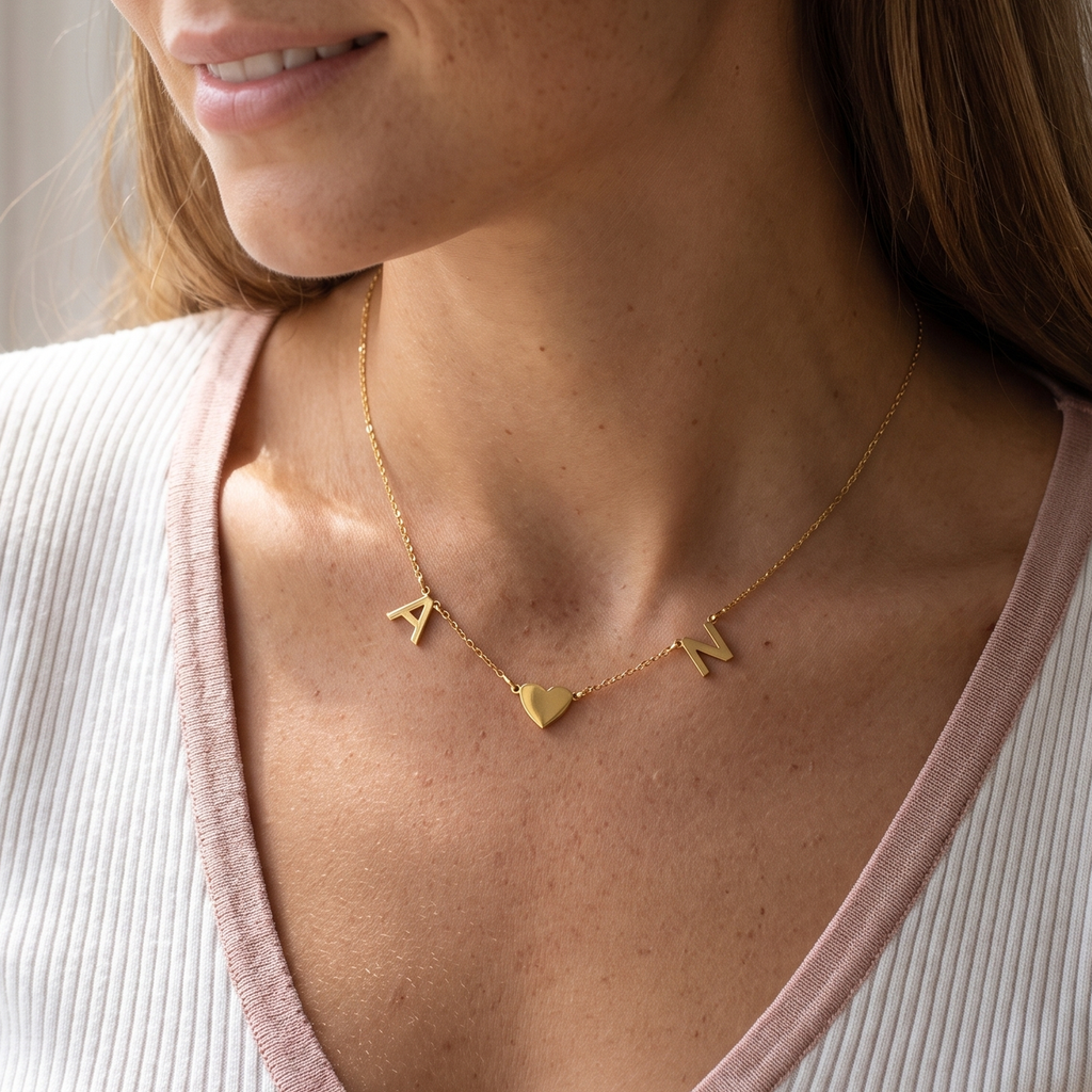 Initial and Heart Necklace