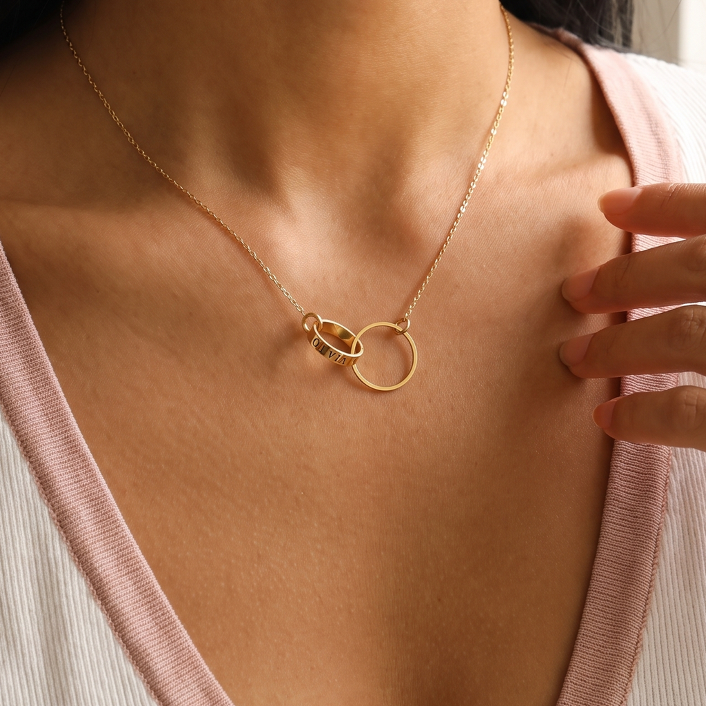 Double Circle Name Necklace