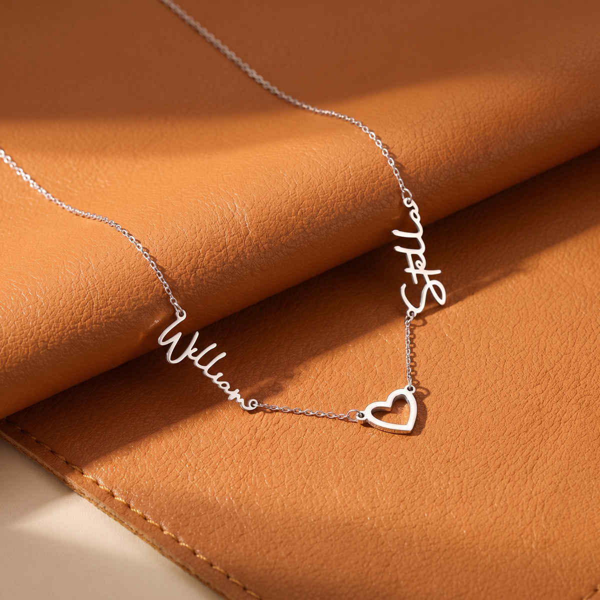 Two Name Open Heart Necklace
