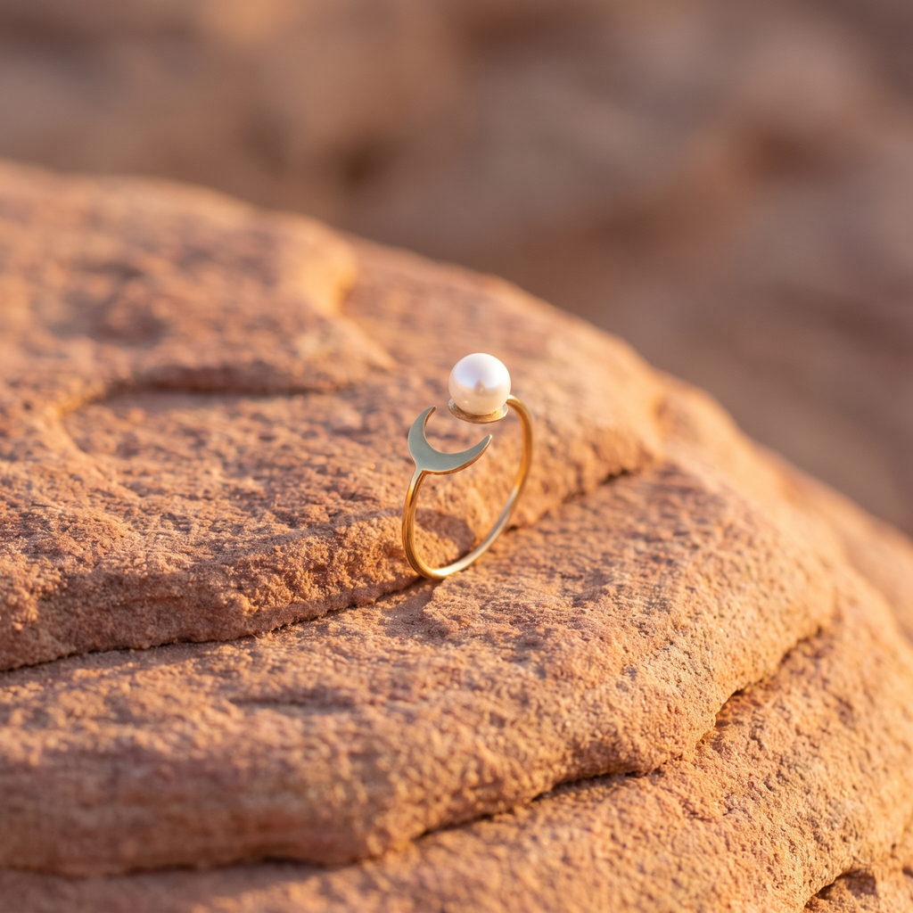 Pearl Crescent Moon Ring