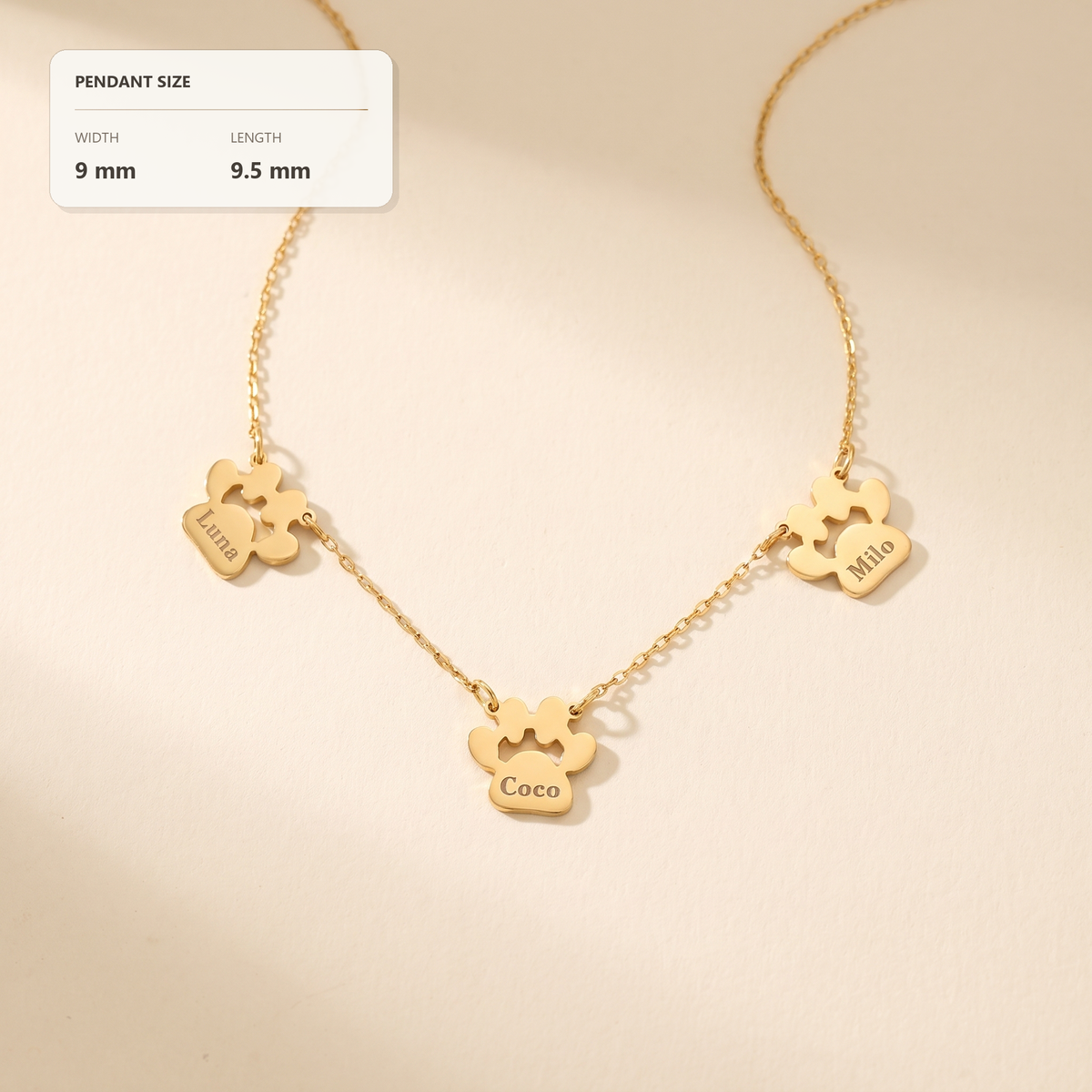 Paw Print Name Necklace
