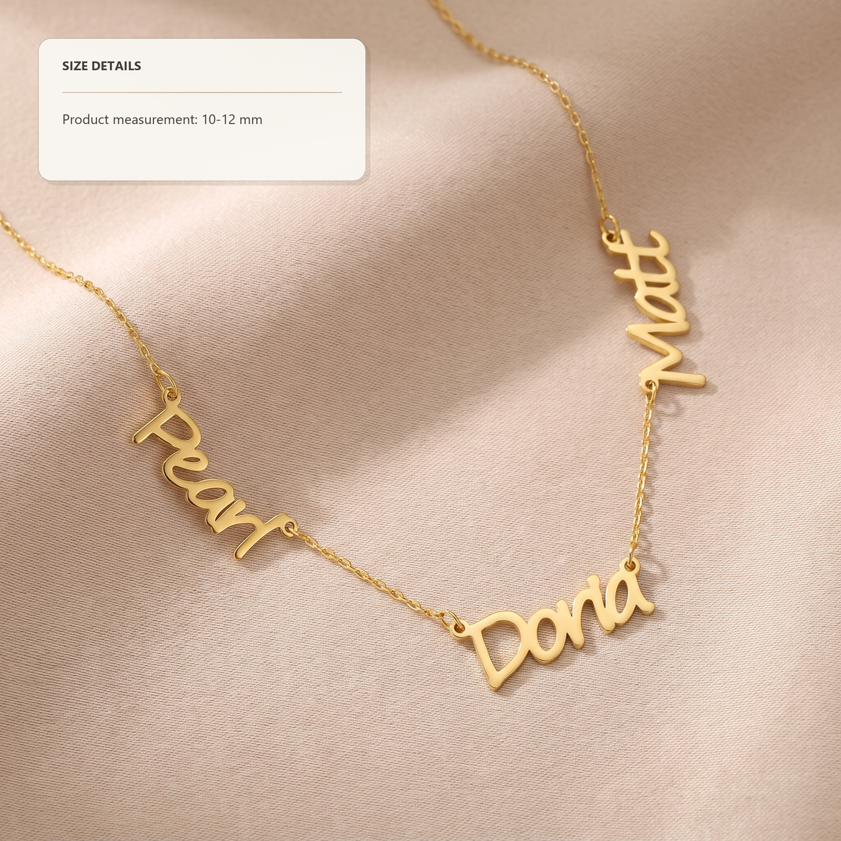 Personalized Dainty Three Name Script Cutout Necklace