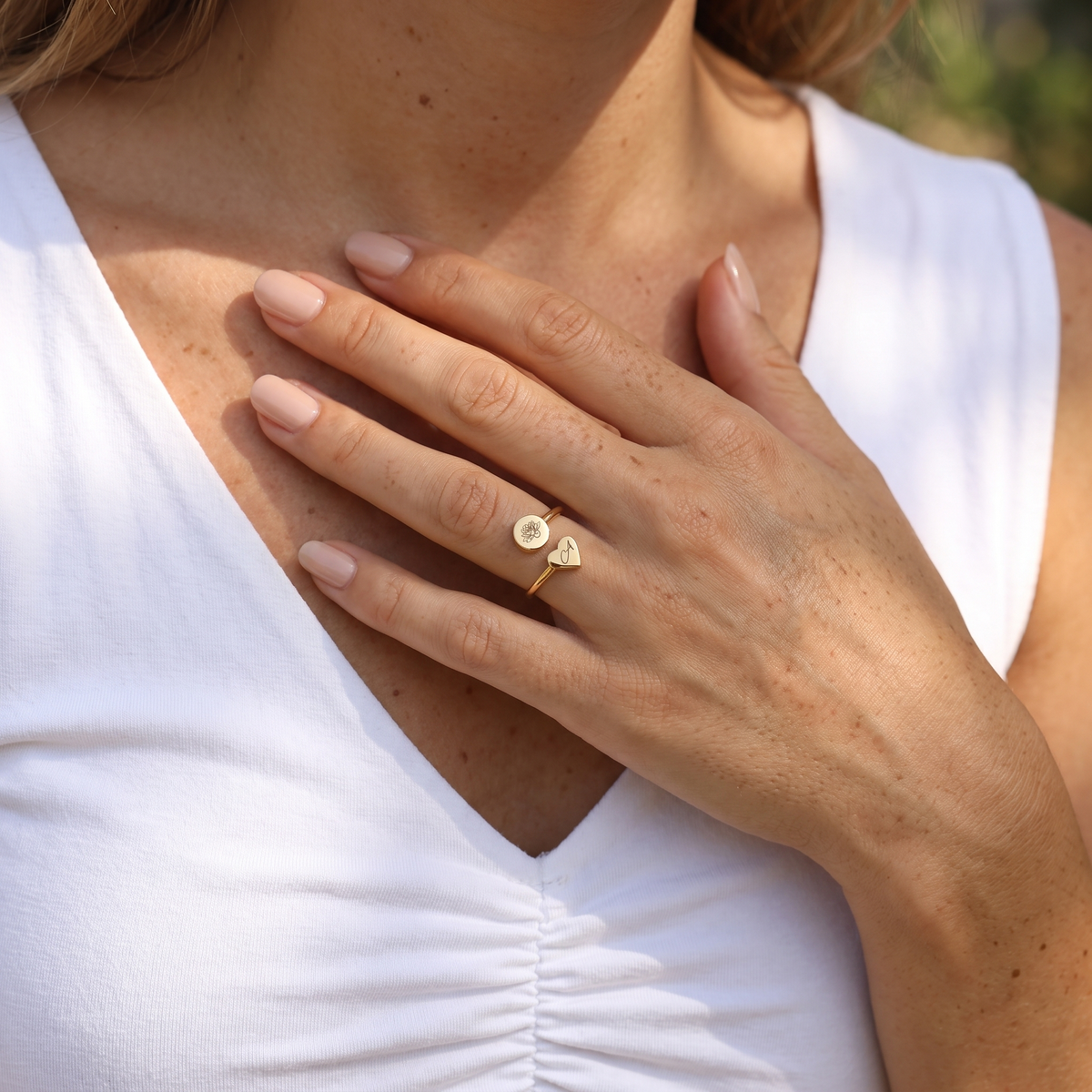 Birth Flower Initial Ring