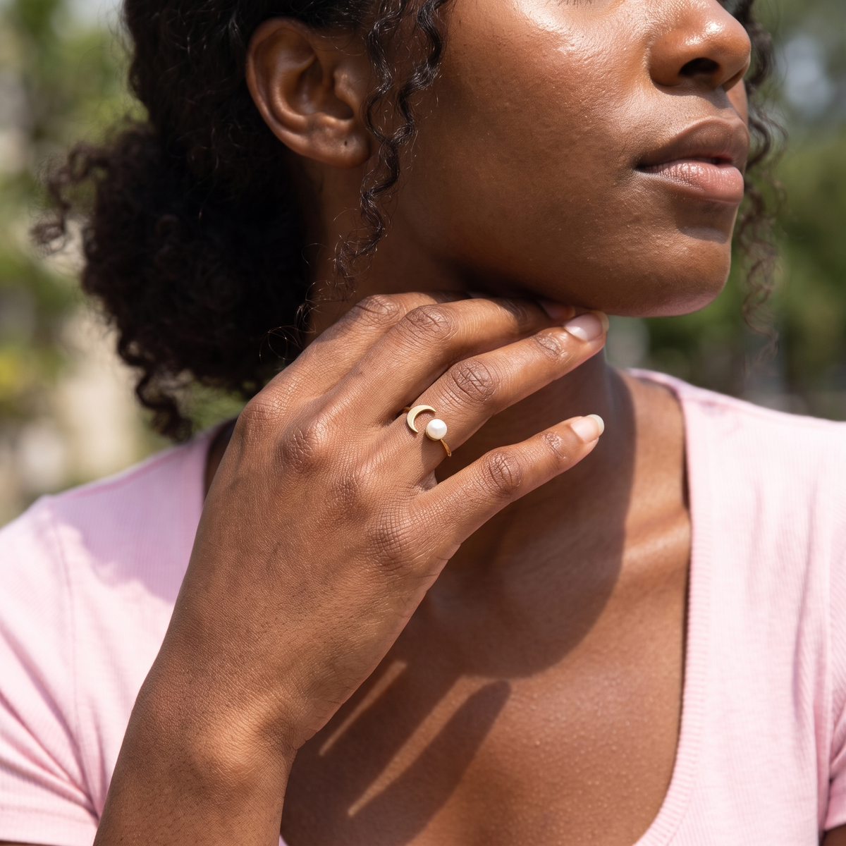 Pearl Crescent Moon Ring
