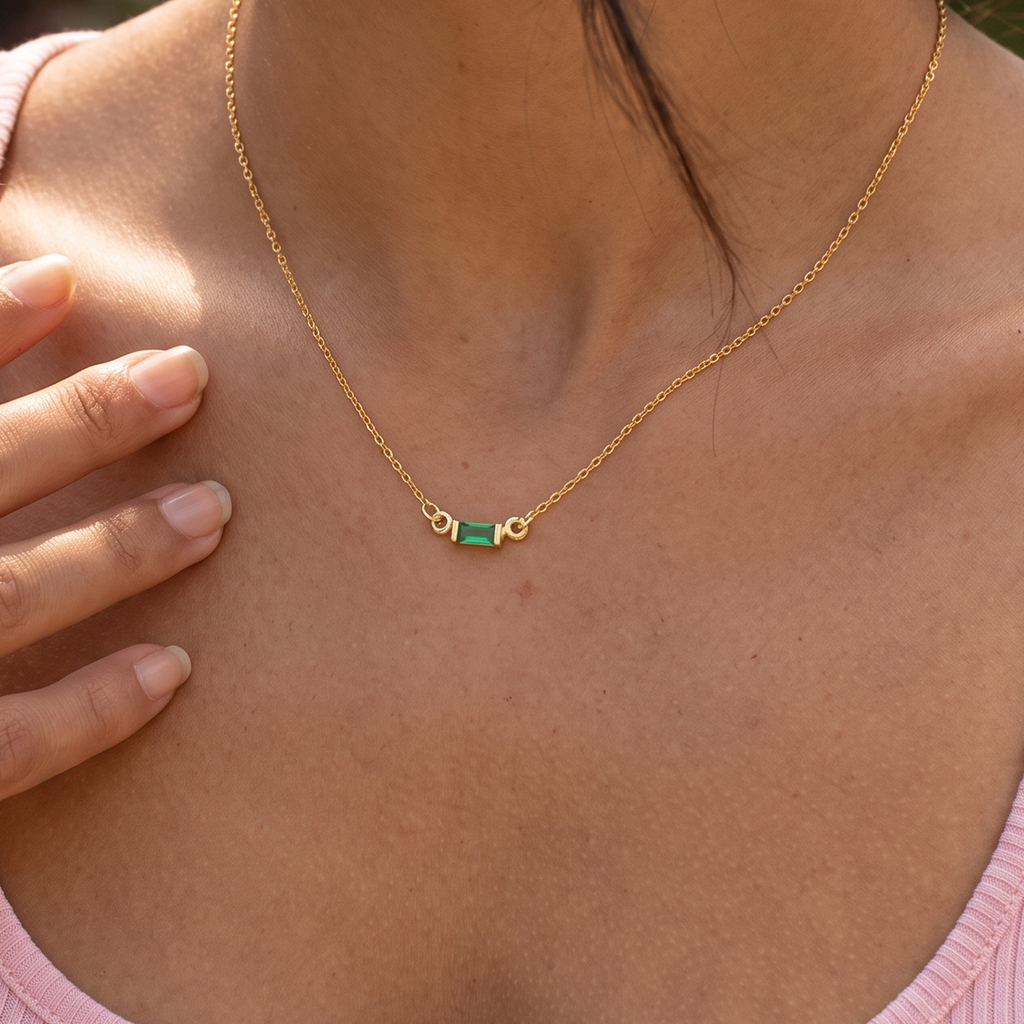 Green Baguette Necklace