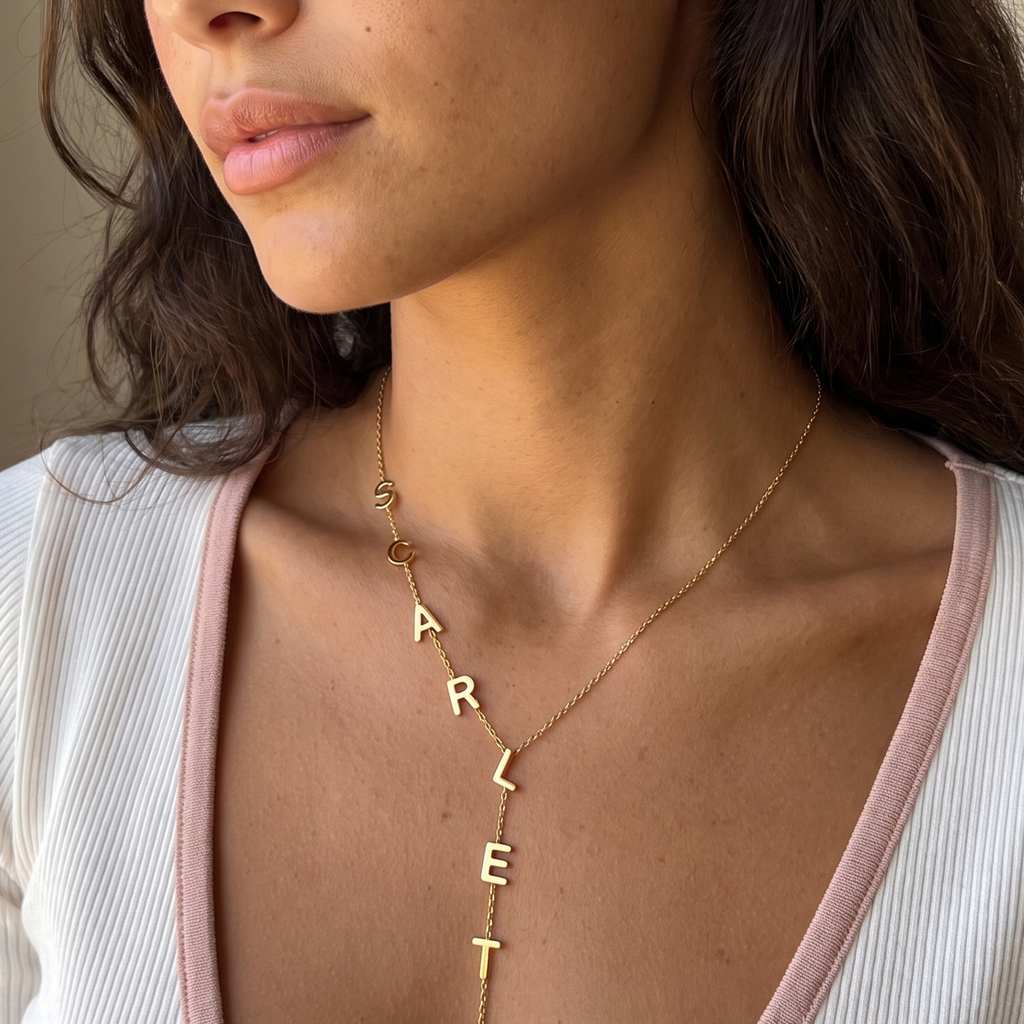 Sideways Initial Lariat Necklace