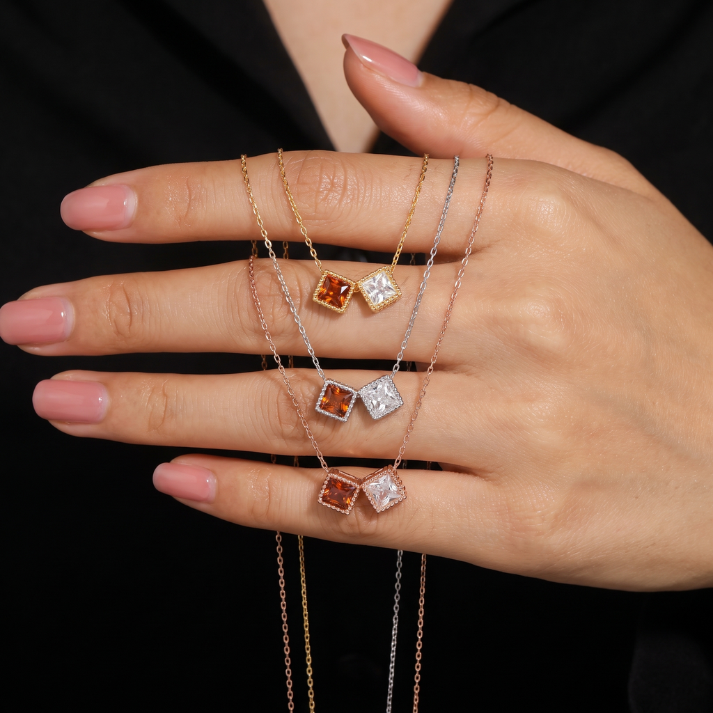 Two Birthstone Necklace