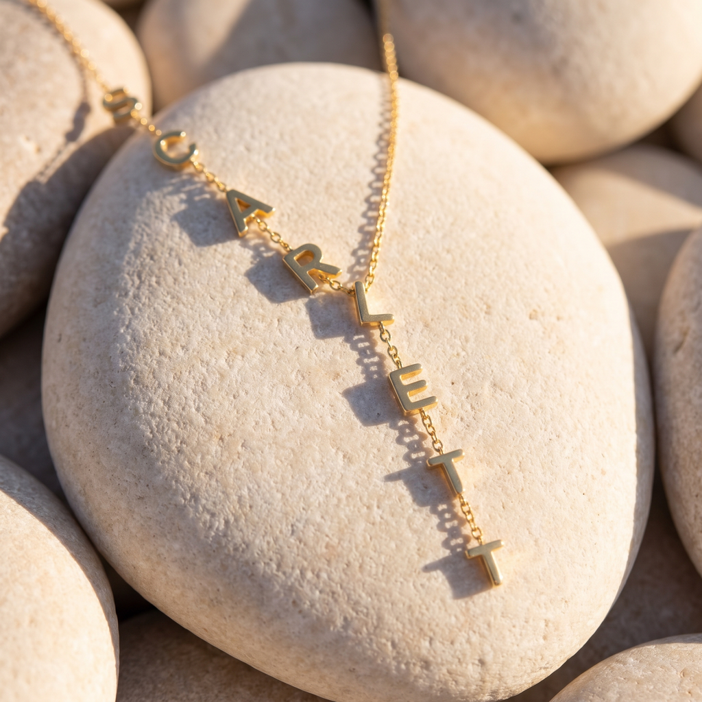 Sideways Initial Lariat Necklace