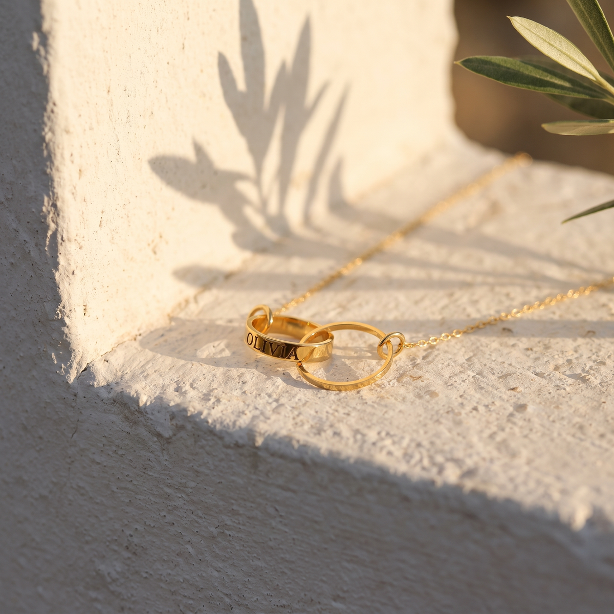Double Circle Name Necklace