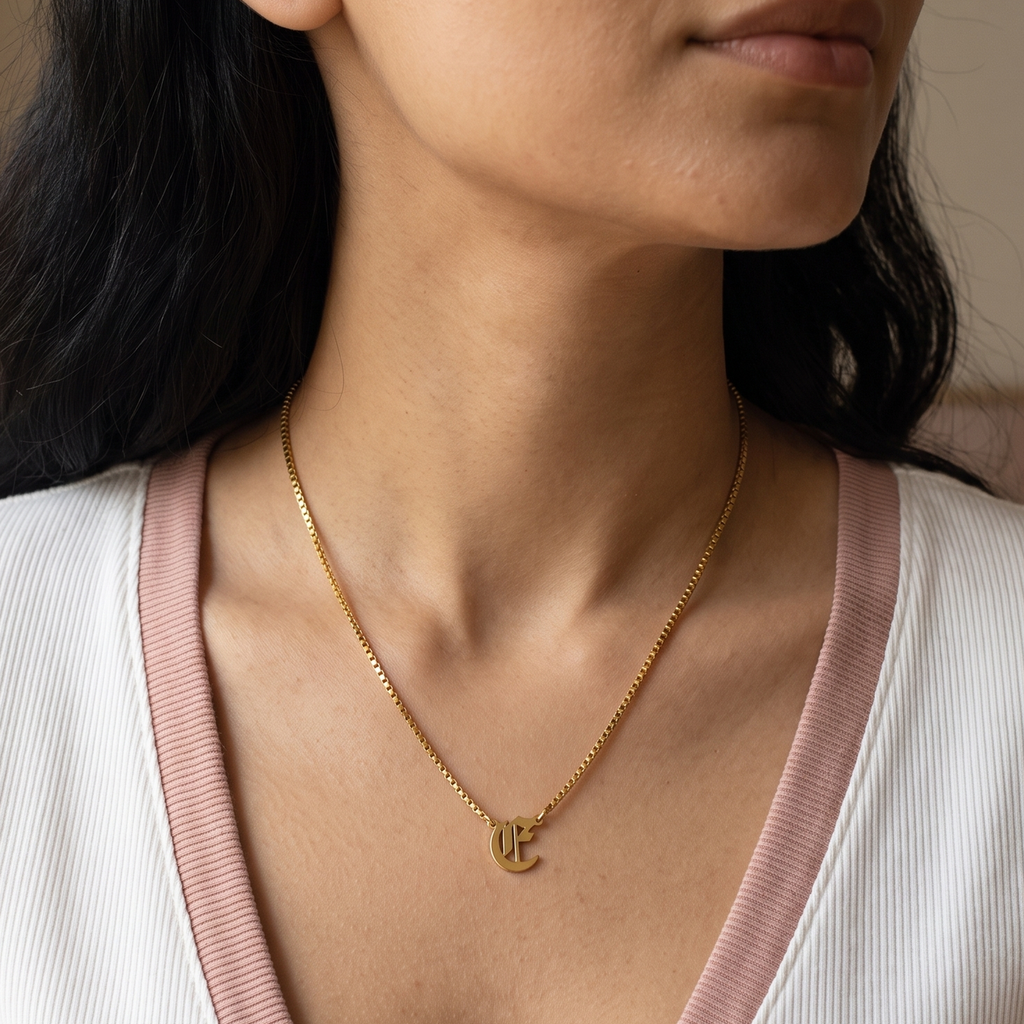 Gothic Initial Necklace