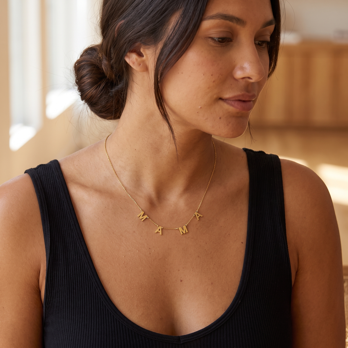 Personalized Dainty Spaced Dangling Initial Letter Name Necklace