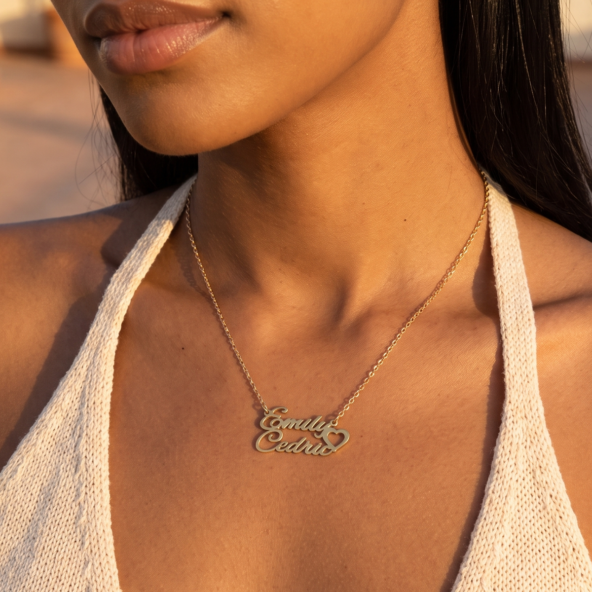 Couple Name Heart Necklace