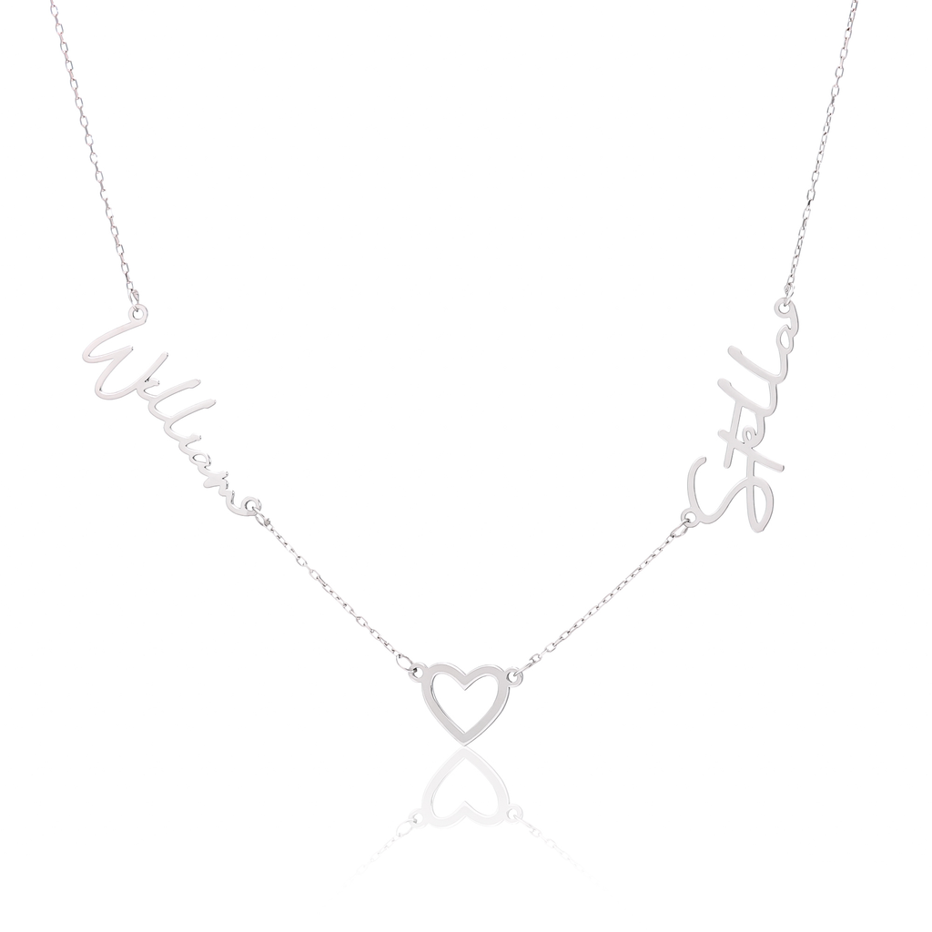 Two Name Open Heart Necklace