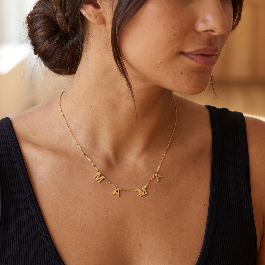 Personalized Dainty Spaced Dangling Initial Letter Name Necklace