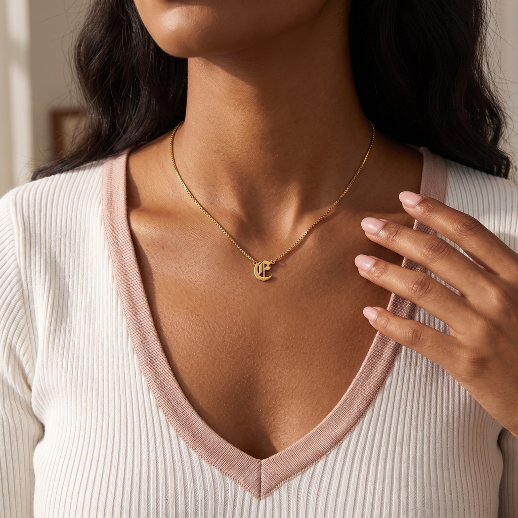 Gothic Initial Necklace