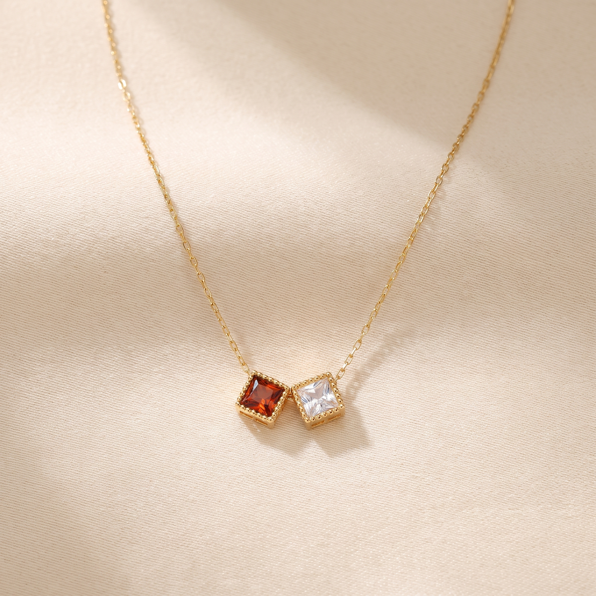 Two Birthstone Necklace
