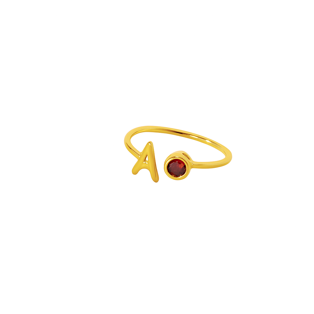 Initial Birthstone Ring