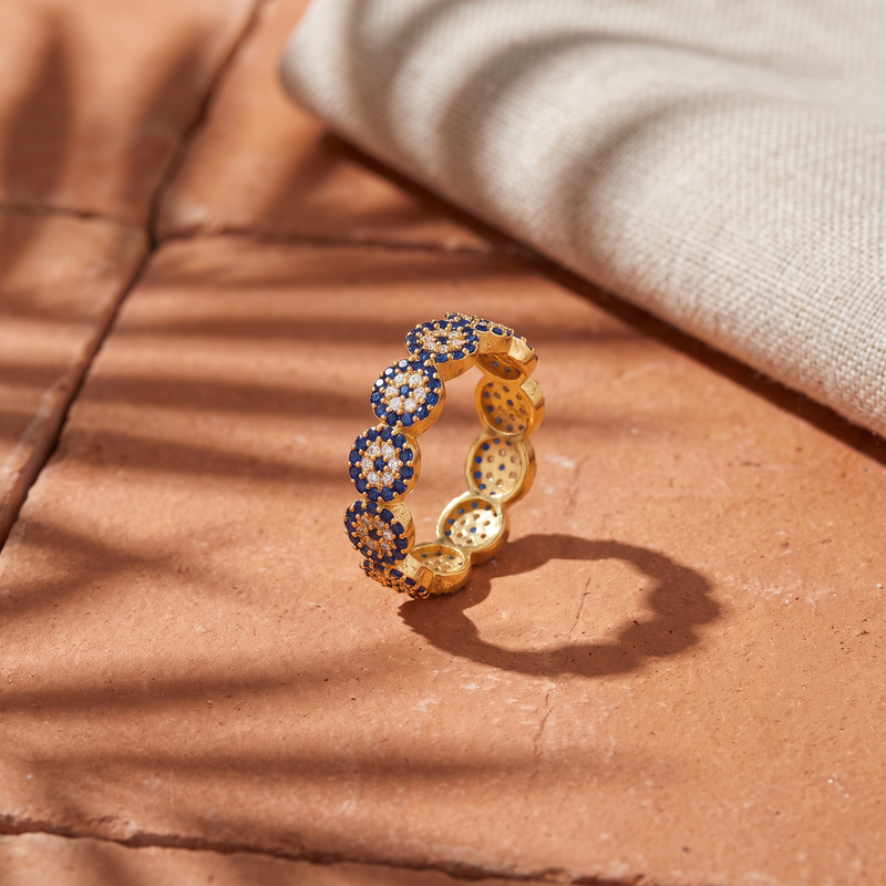 Evil Eye Eternity Ring – Blue Cubic Zirconia Band
