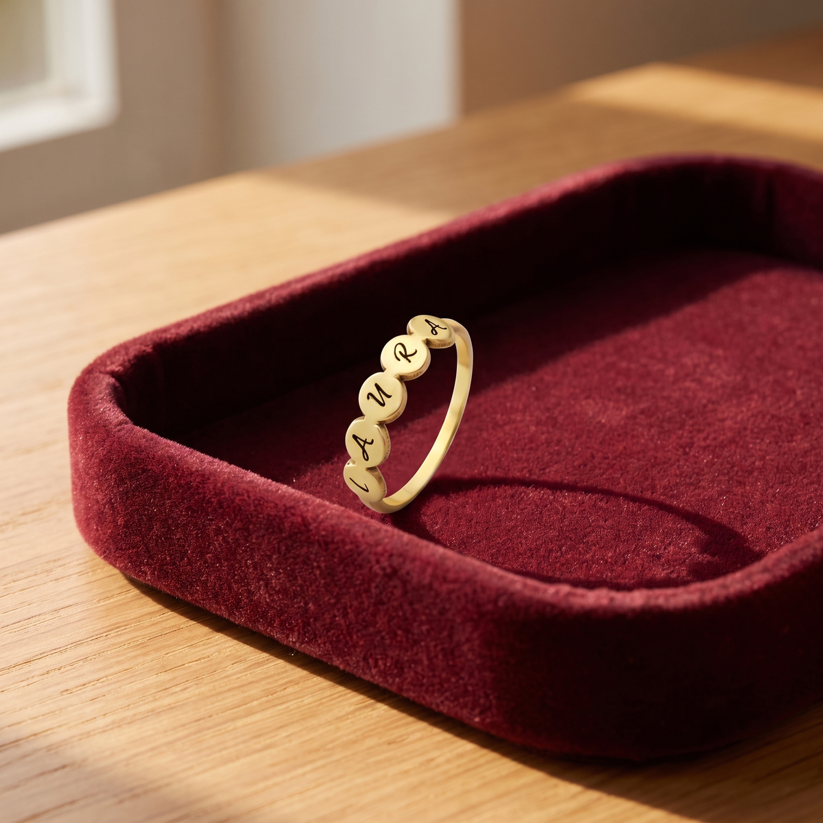 Engraved Name Disc Ring