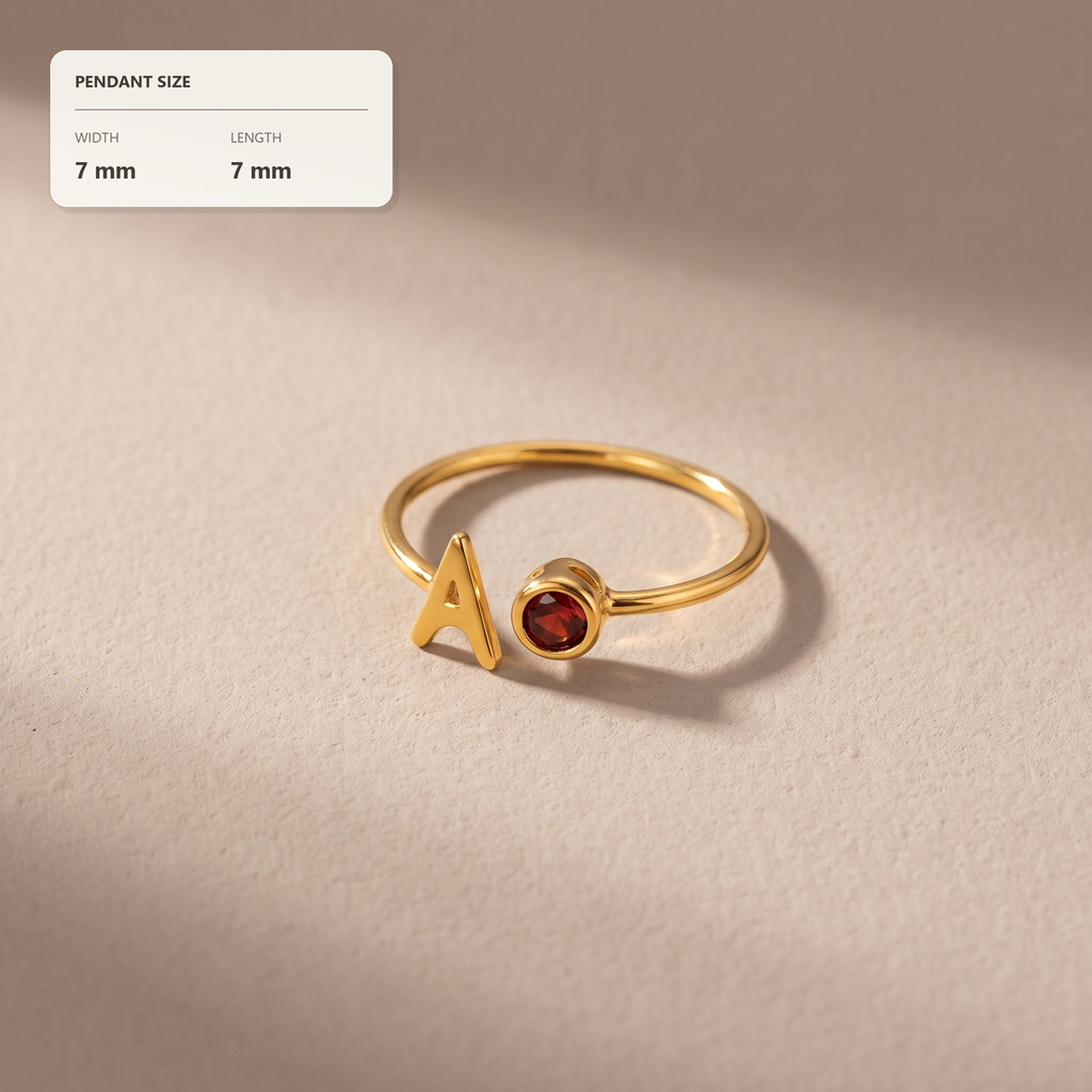 Initial Birthstone Ring