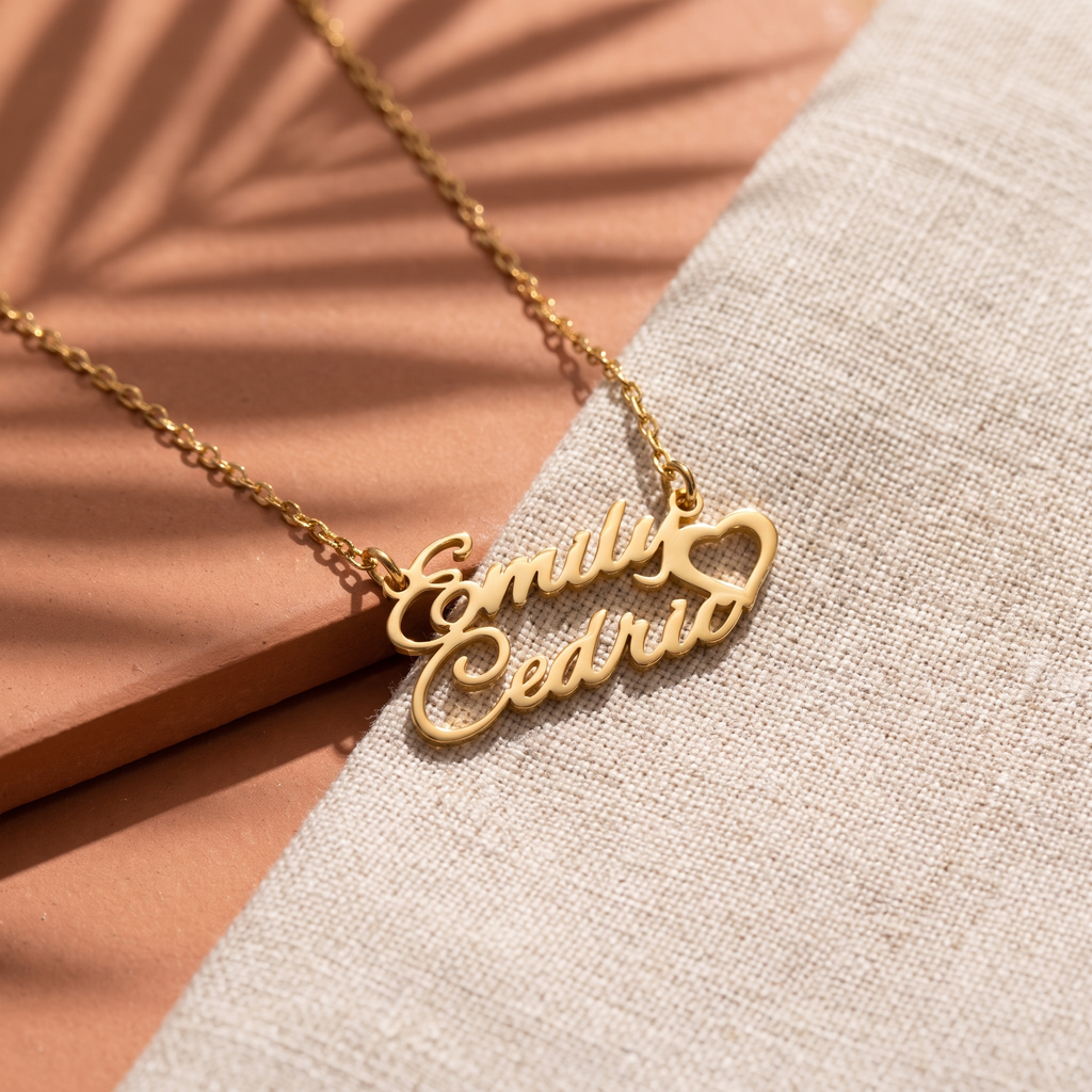 Couple Name Heart Necklace