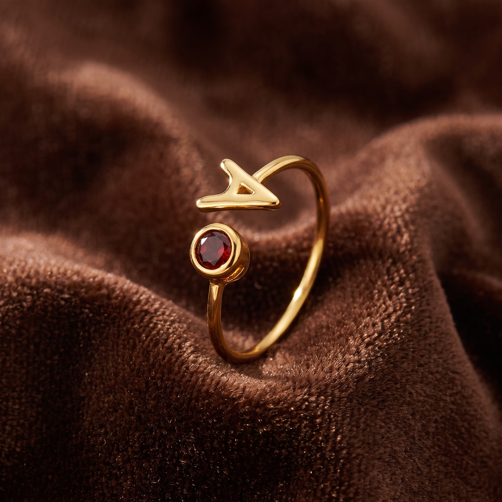 Initial Birthstone Ring