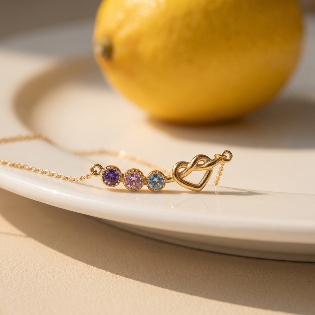 Intertwined Heart Birthstone Necklace