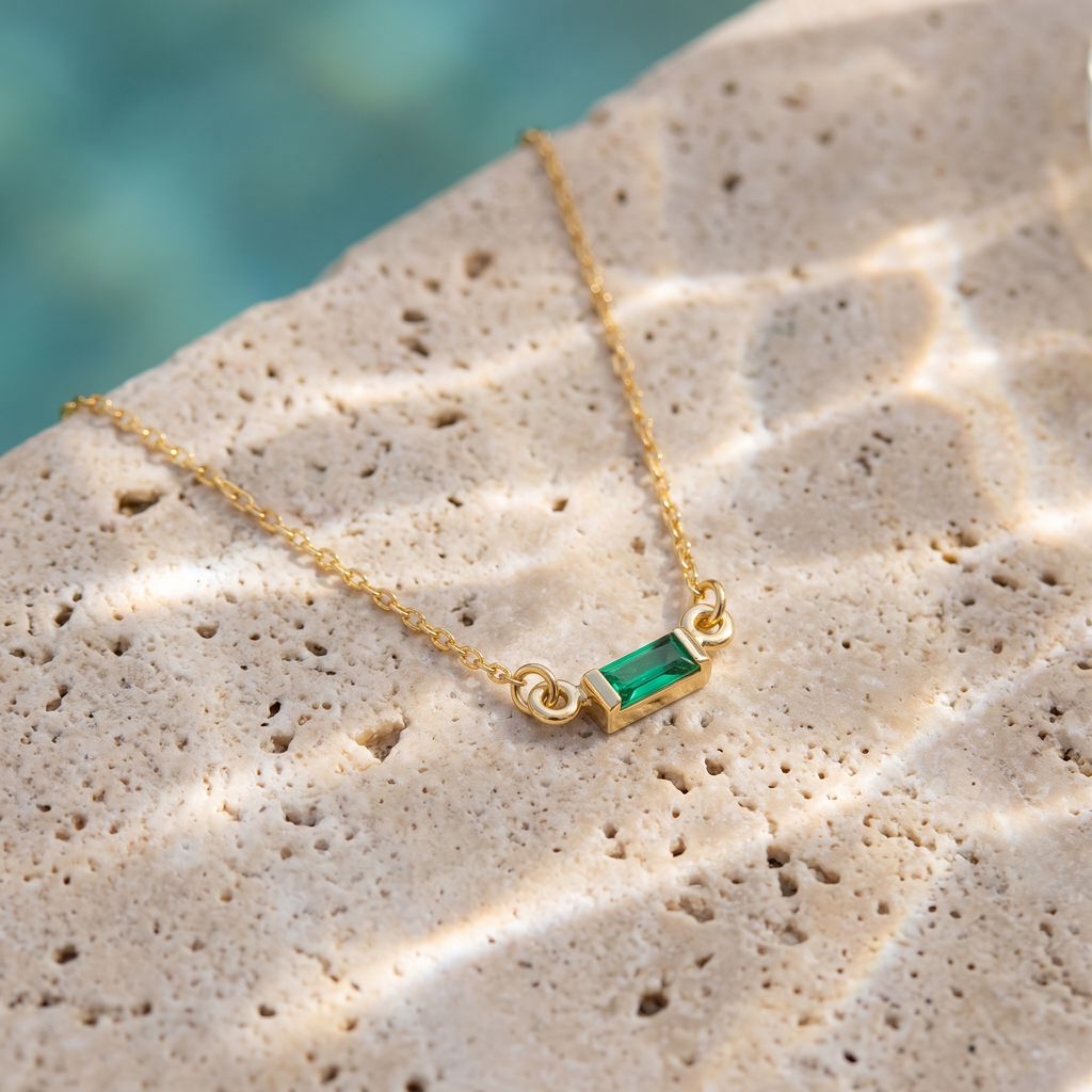 Green Baguette Necklace