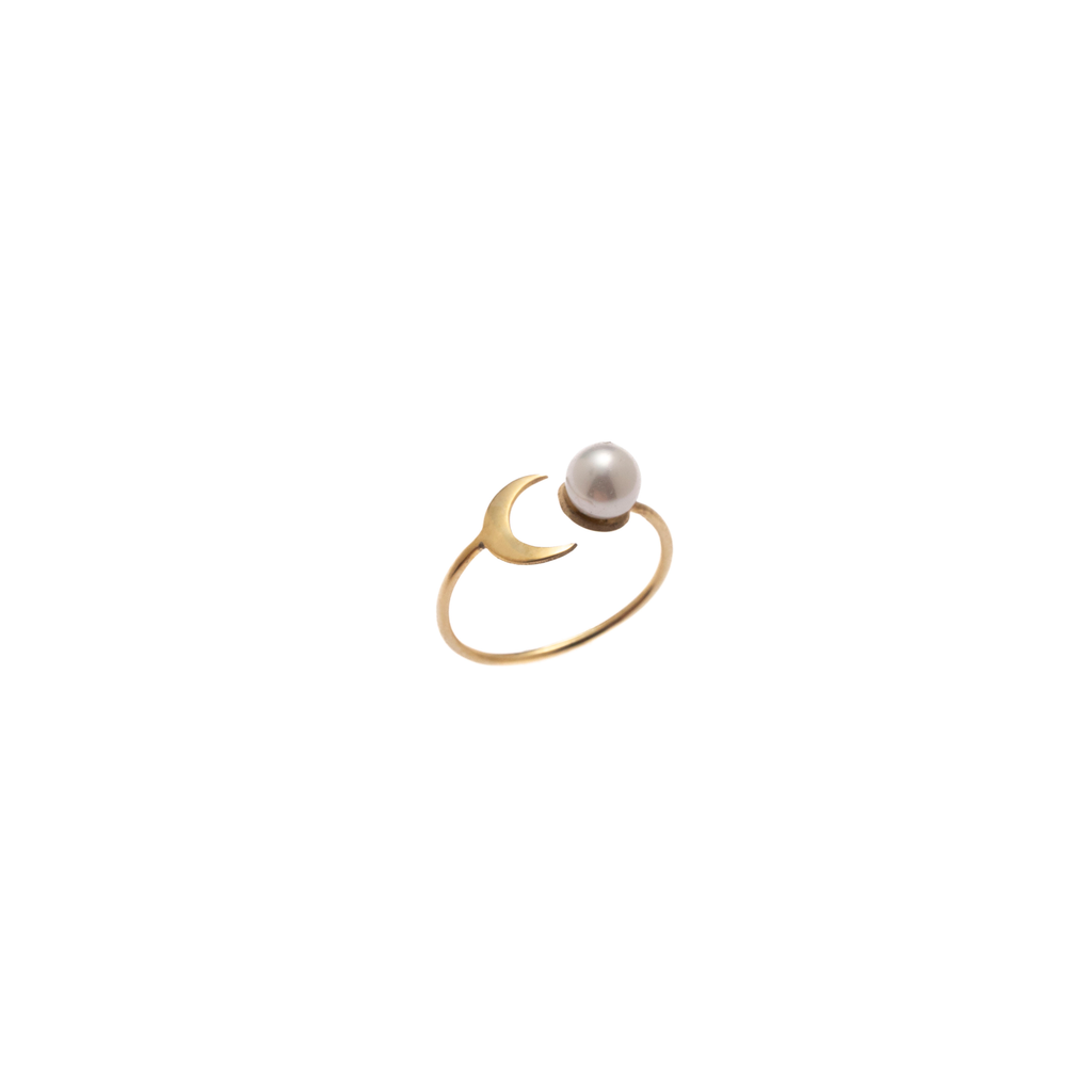 Pearl Crescent Moon Ring