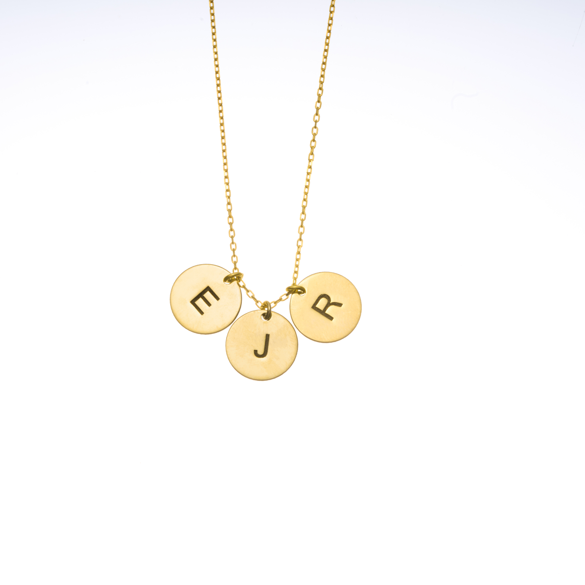 Personalized Dainty Engraved Multiple Initial Round Disc Charm Necklace