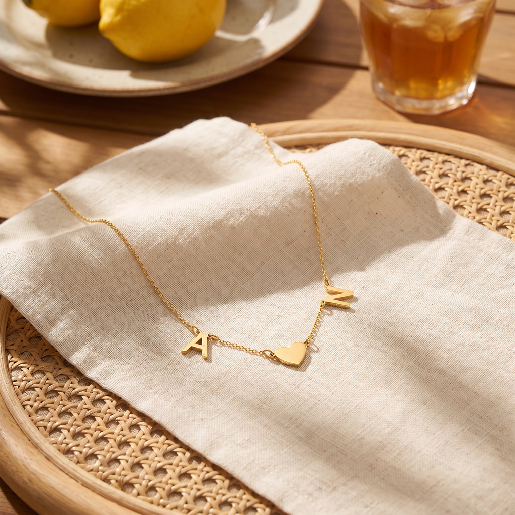 Initial and Heart Necklace