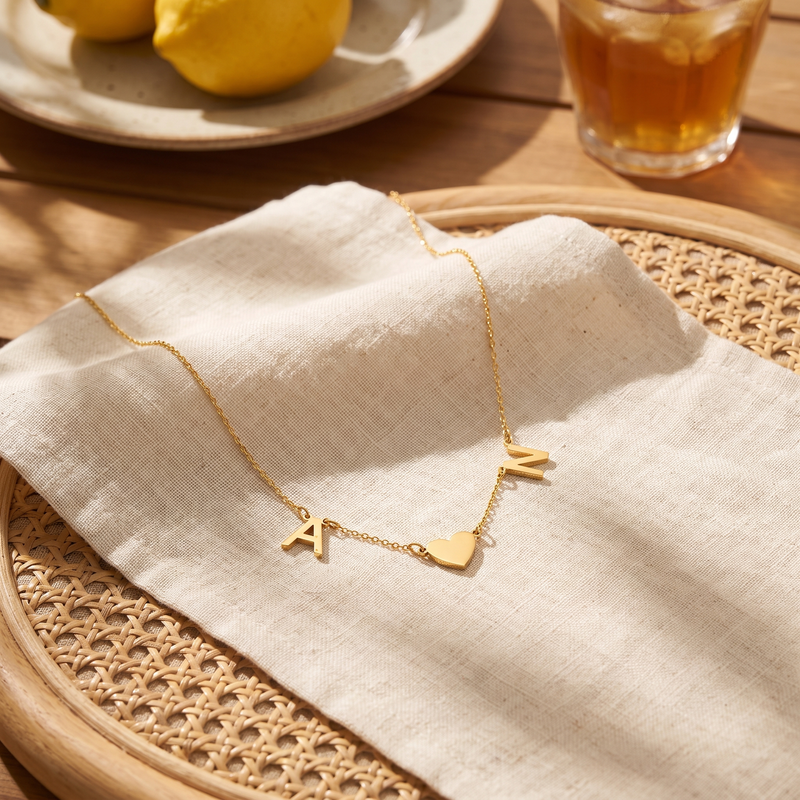 Initial and Heart Necklace – Letter Charm Necklace