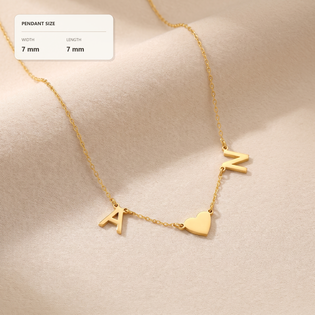 Initial and Heart Necklace