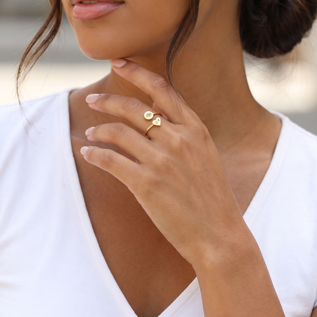 Birth Flower Initial Ring